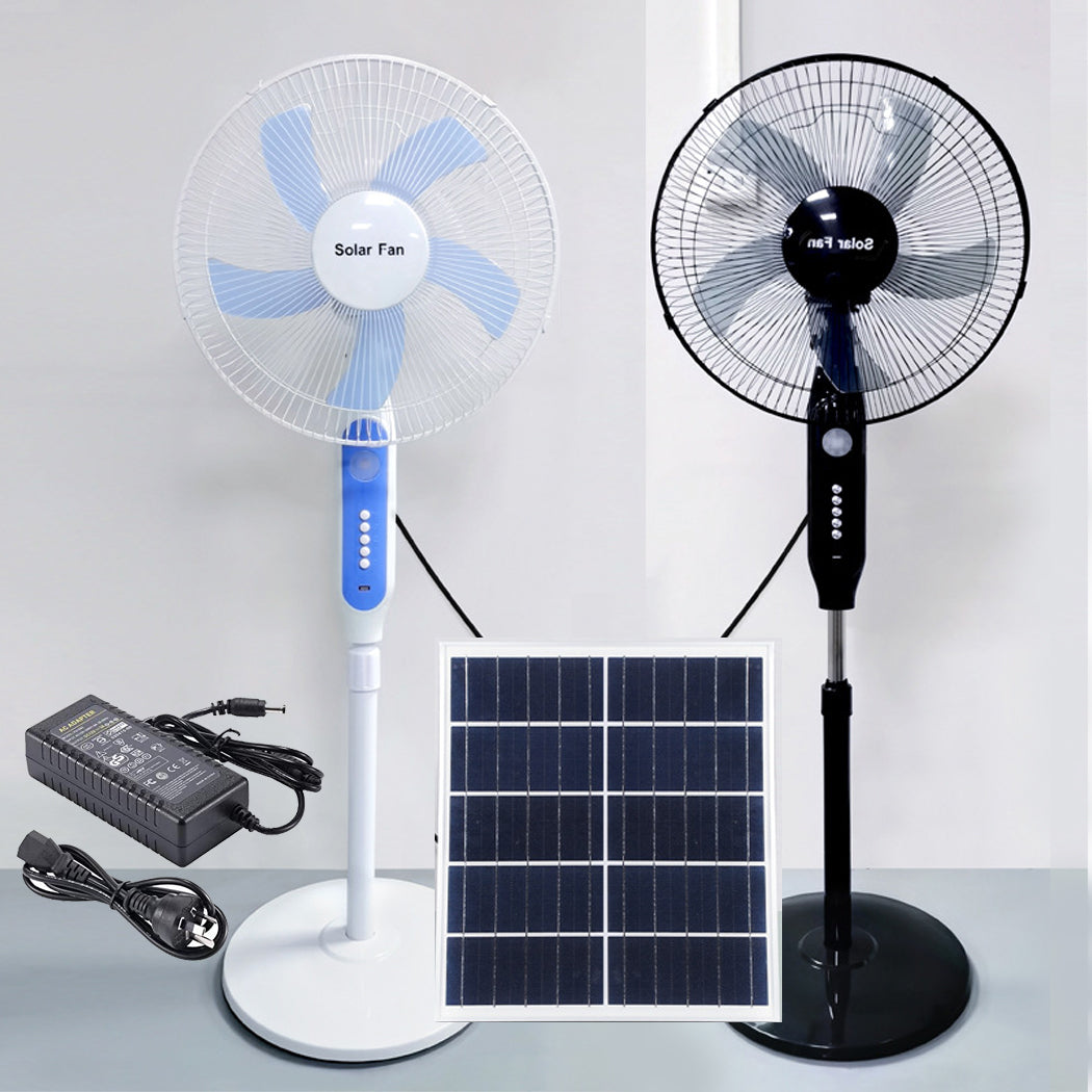 Solar Powered Pedestal Fan Stand Fan Outdoor Indoor AC Adapter Caravan Solar Fan