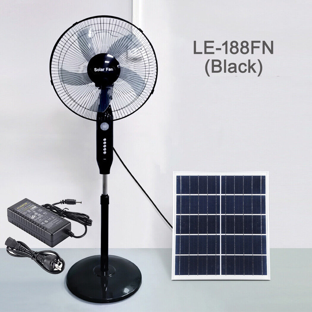 Solar Powered Pedestal Fan Stand Fan Outdoor Indoor AC Adapter Caravan Solar Fan